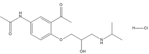 ()-N-[3-acetyl-4-[2-hydroxy-3-[(1-methylethyl)amino]propoxy]phenyl]acetamide monohydrochloride